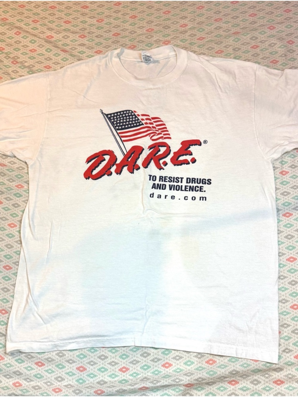 Vintage D.A.R.E Drugs  T-Shirt White Size XL Anvil Tag